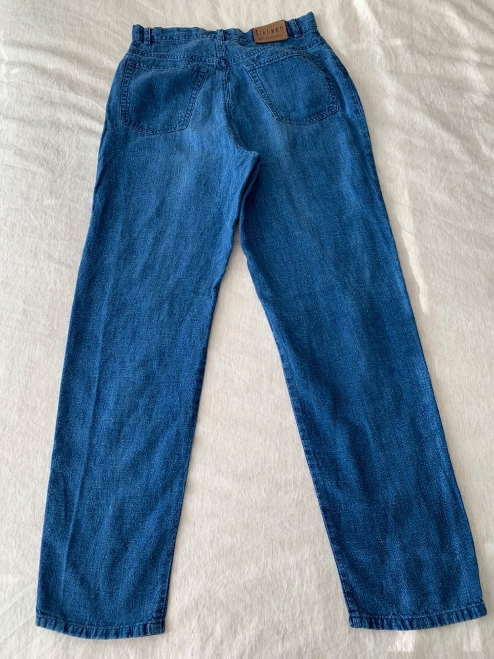 Lauren by Ralph Lauren 100% linen women’s denim blue pants straight legs size 8 - Picture 4 of 8